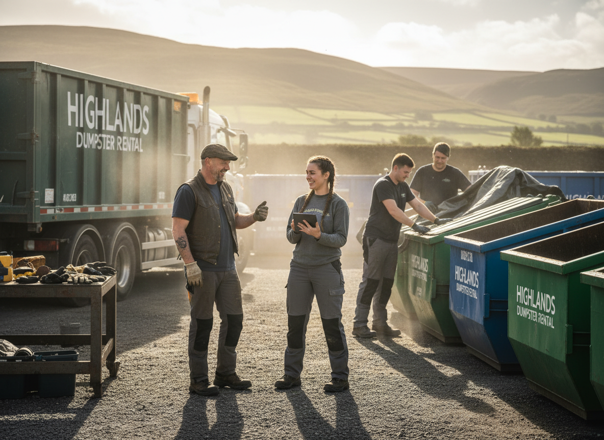 The Golden Dumpster Rental Highlands team at work in Highlands